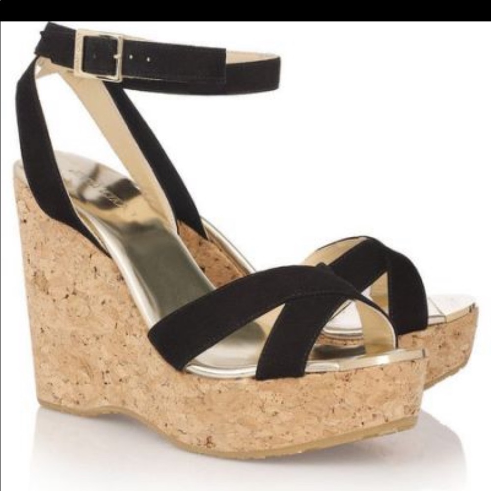 Jimmy Choo Suede Cork Wedges